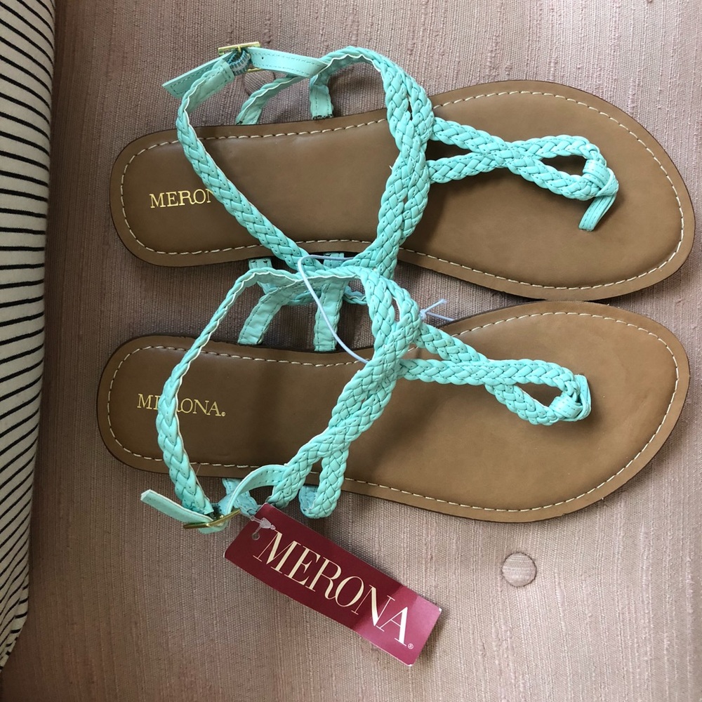 Turquoise Braided thong sandal